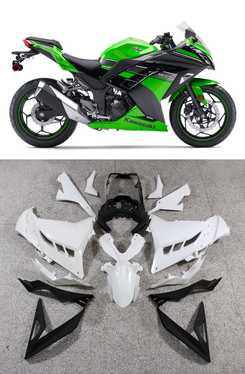 2013-2024 カワサキ EX300/Ninja300 インジェクションフェアリングキット ボディワーク プラスチック ABS