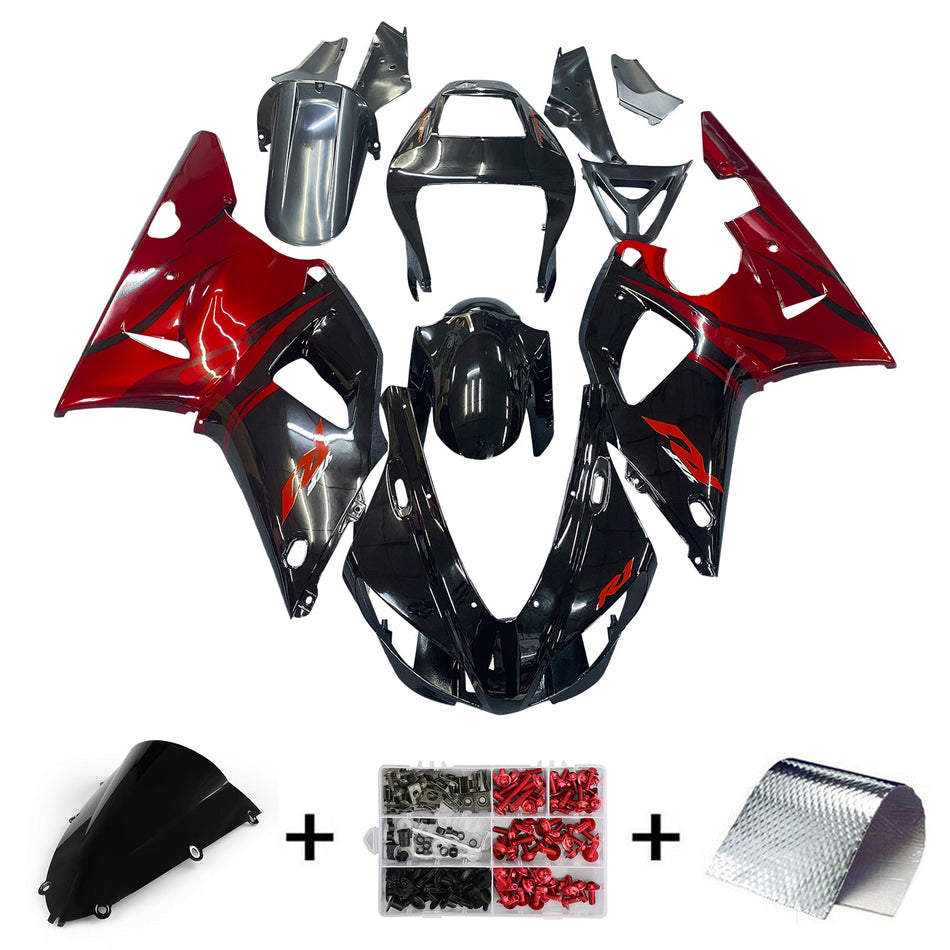 1998-1999 ヤマハ YZF R1 Amotopart プラスチックフェアリングボディワークキットインジェクションブラック新品 #14