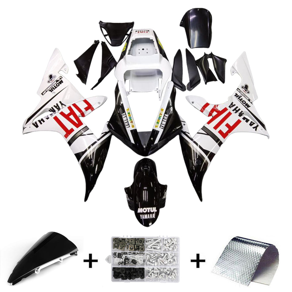 2002-2003 ヤマハ YZF-R1 ブラック ホワイト No.46 FIAT レーシング フェアリング ジェネリック