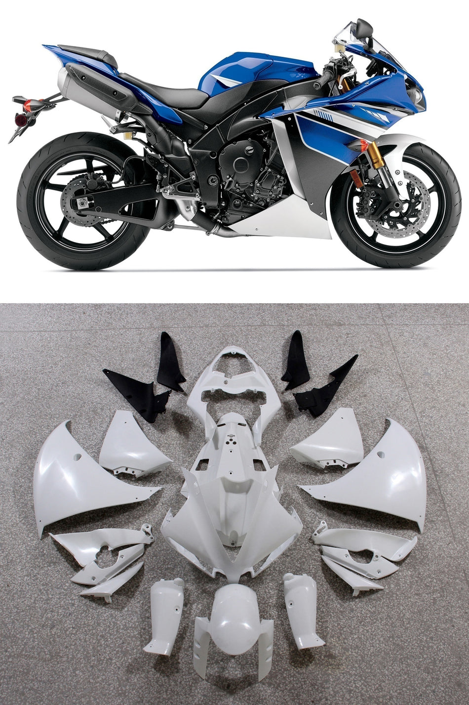 2012-2014 ヤマハ YZF R1 ブルー ブラック レーシング プラスチック ジェネリック