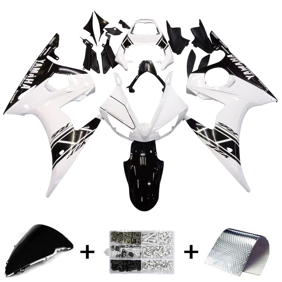 2003-2004 ヤマハ R6 &amp; 2006-2009 YZF R6S フェアリング ホワイト&amp;ブラック カラー キット