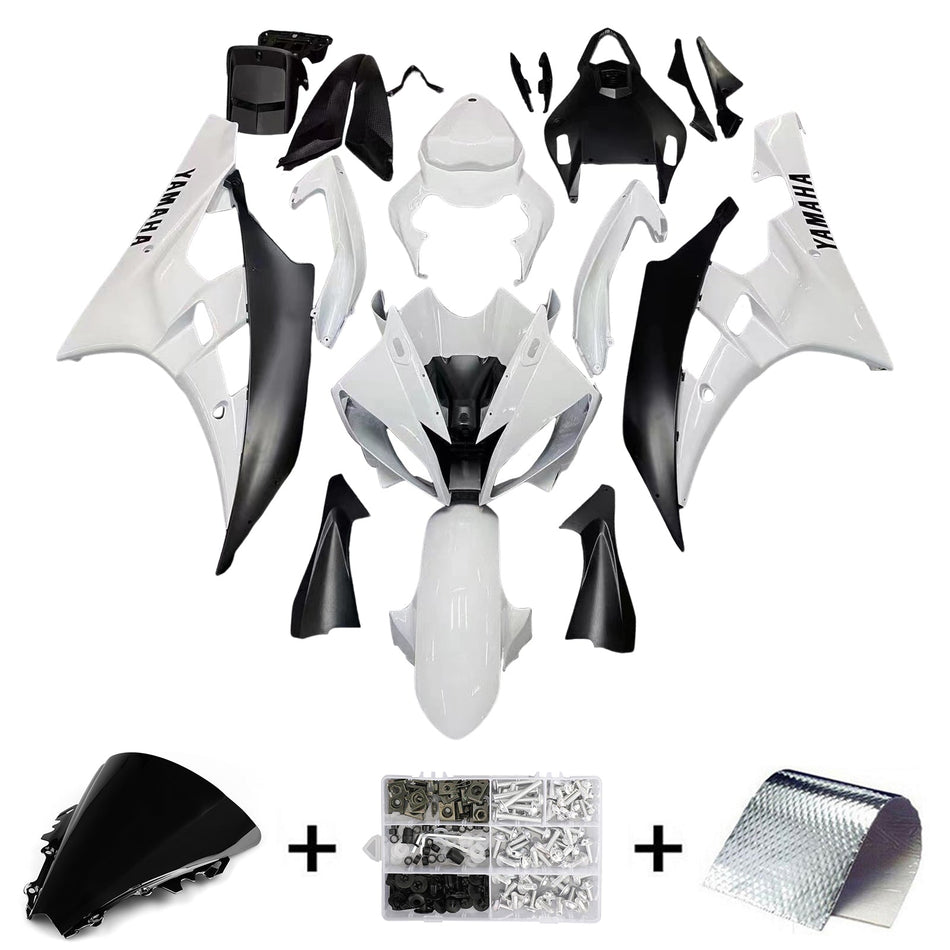2006-2007 ヤマハ YZF-R6 フェアリング ホワイト ブラック R6 レーシング ジェネリック