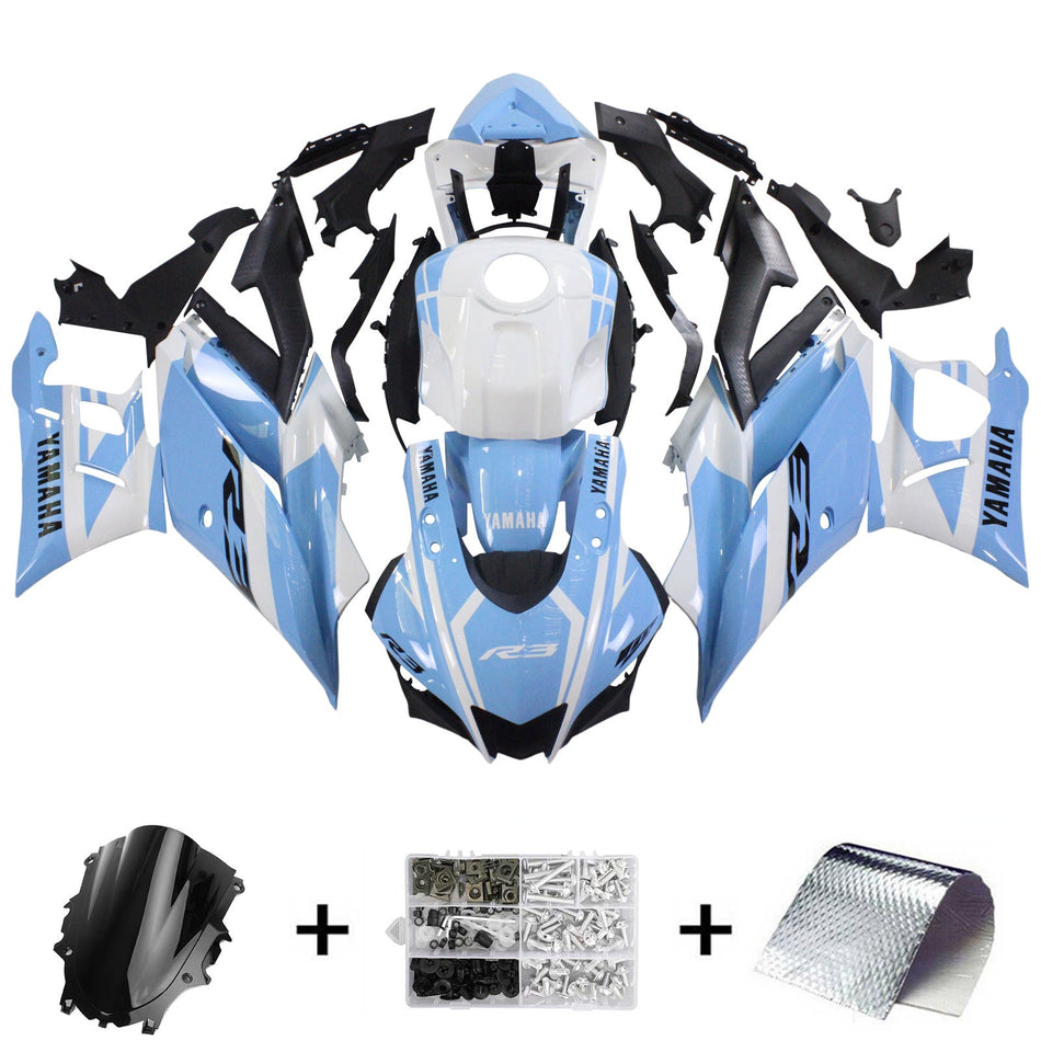 2019-2021 ヤマハ YZF-R3 R25 Amotopart インジェクションフェアリングキット ボディワーク プラスチック ABS #123