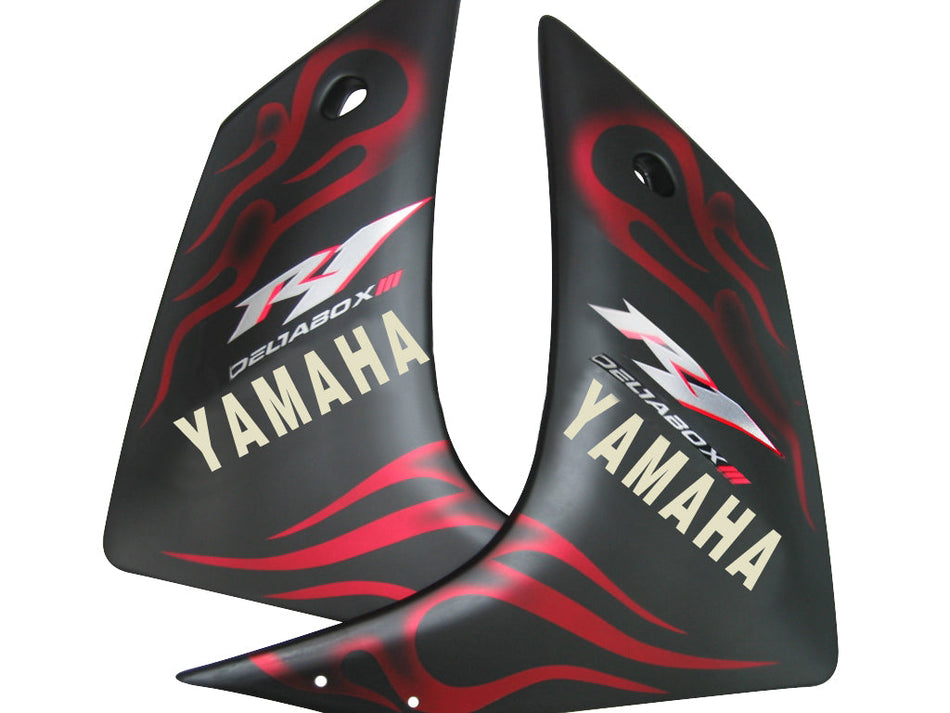 2007-2008 ヤマハ YZF-R1 ブラックマット&amp;レッドフレイムレーシングフェアリング ジェネリック