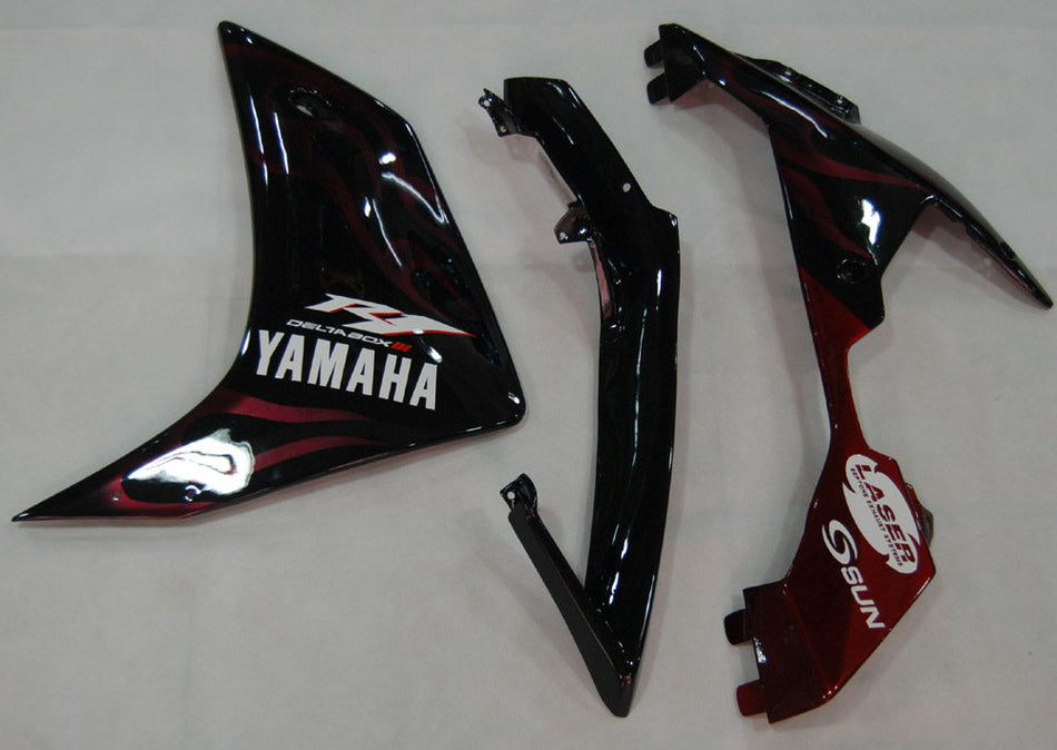 2007-2008 ヤマハ YZF-R1 ブラック &amp; レッド フレイム レーシング フェアリング ジェネリック