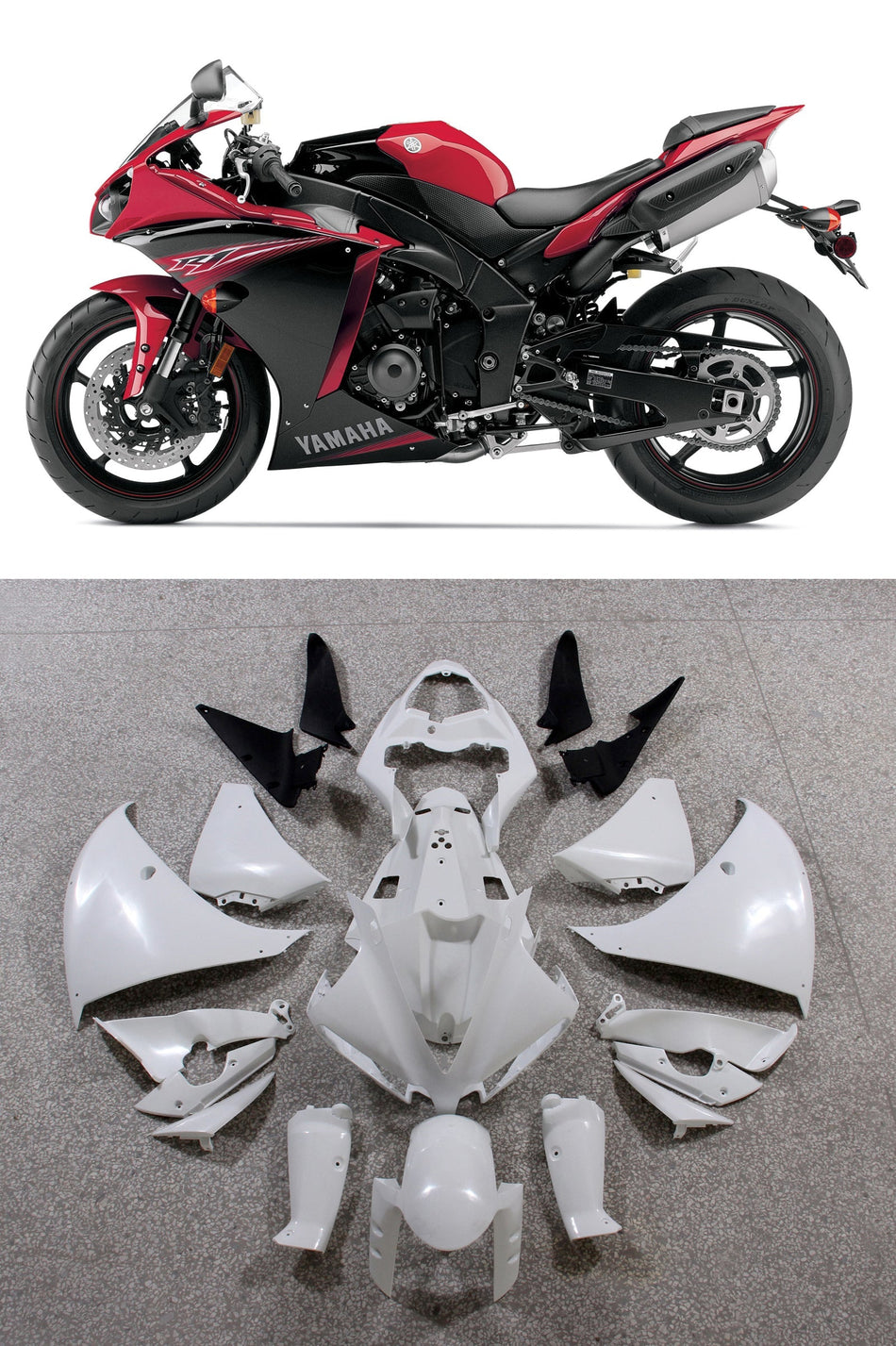 2012-2014 ヤマハ YZF R1 レッド ブラック レーシング プラスチック ジェネリック