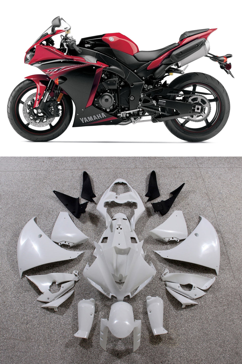 2012-2014 ヤマハ YZF R1 レッド ブラック レーシング プラスチック ジェネリック