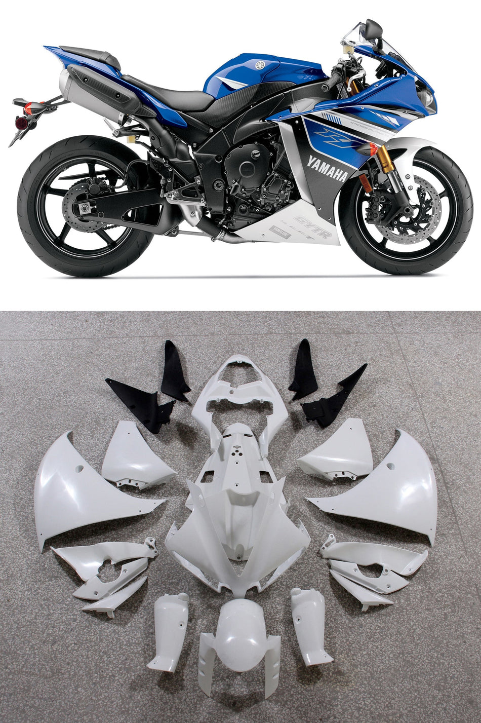 2012-2014 ヤマハ YZF R1 ブルー ブラック レーシング プラスチック ジェネリック