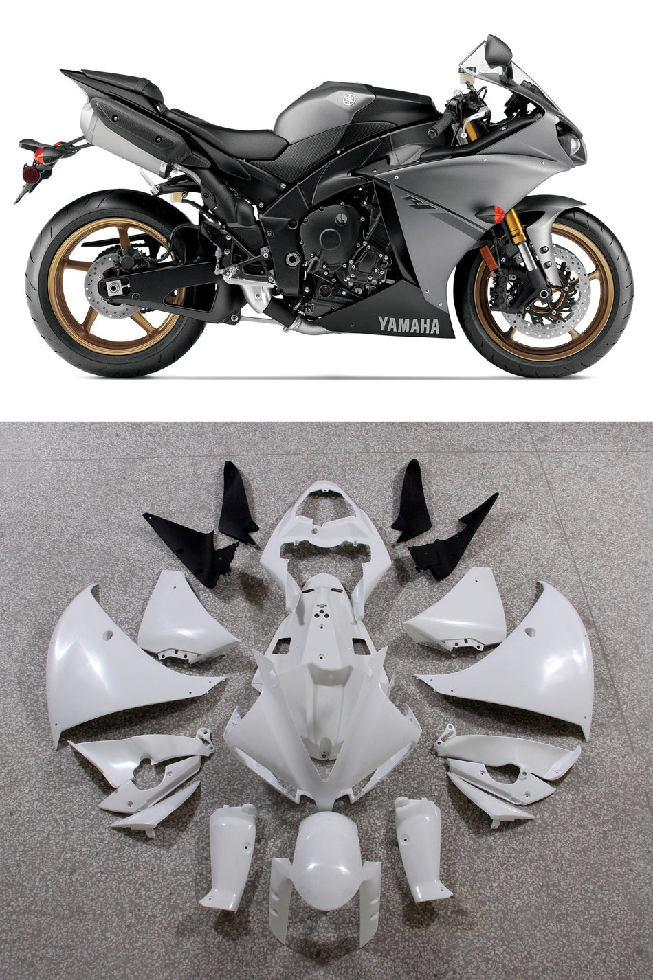 2012-2014 ヤマハ YZF R1 グレー レーシング プラスチック ジェネリック