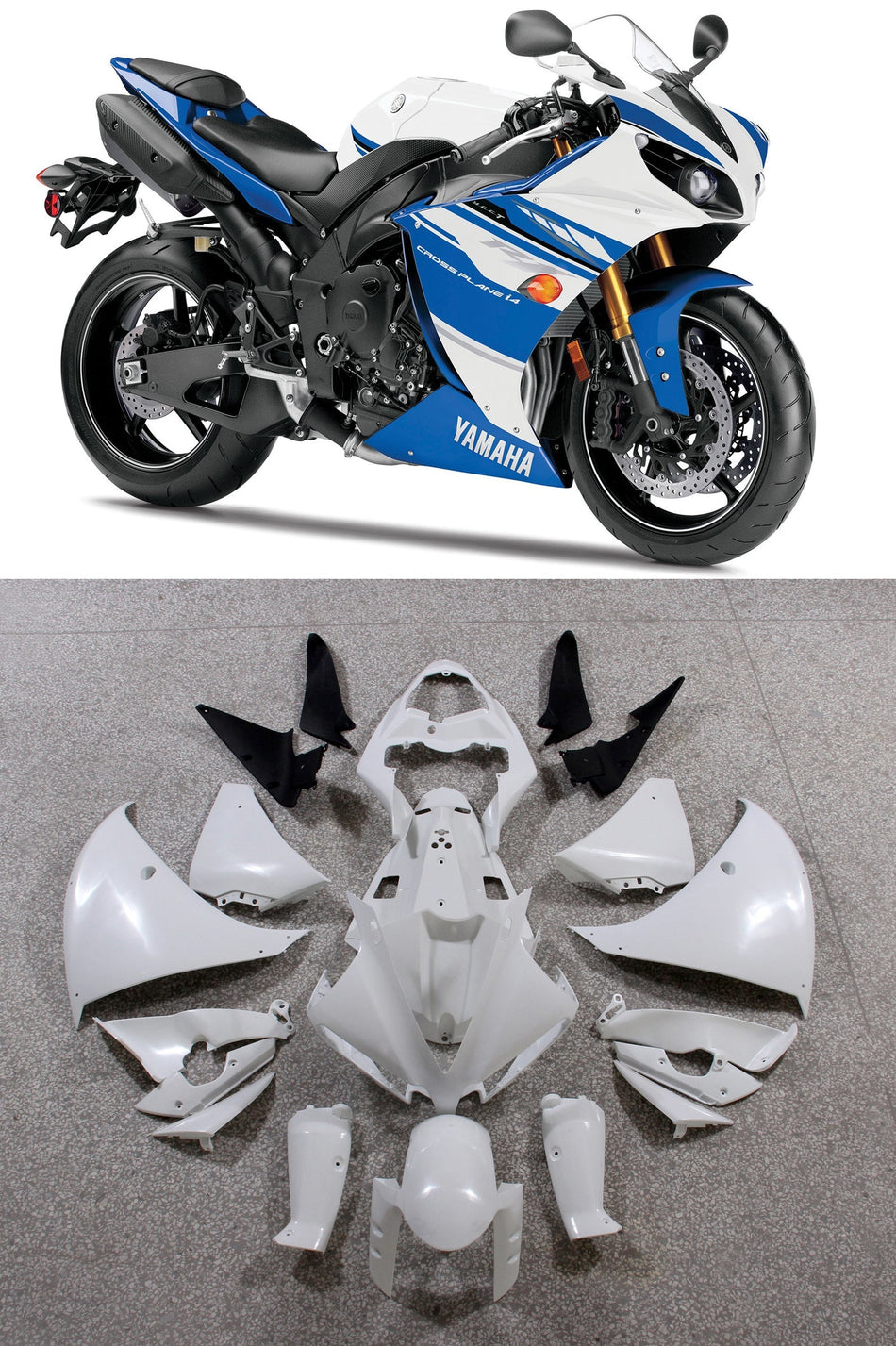 2012-2014 ヤマハ R1 フェアリング ブルー&amp;ホワイト カラーキット