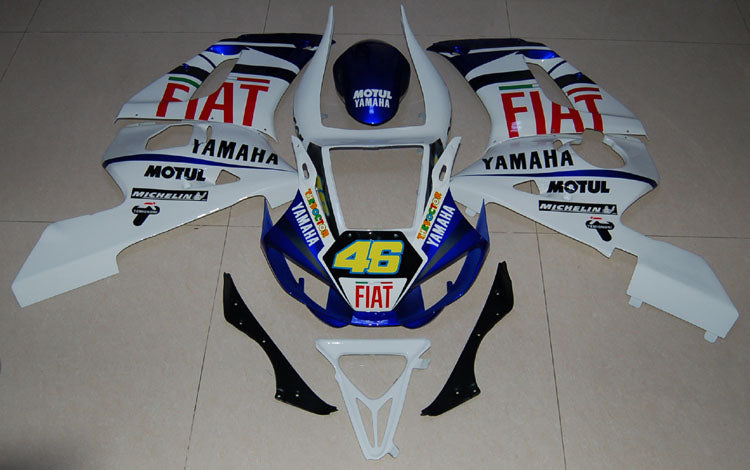 1998-2002 ヤマハ YZF-R6 ホワイト&amp;ブルー No.46 FIAT R6 レーシング Amotopart フェアリング カスタム フェアリング