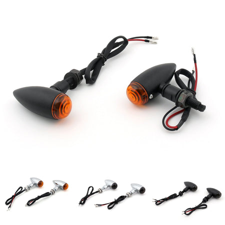 2x Black Bullet Turn Signal Light For Harley Softail Dyna Sportster V-Rod