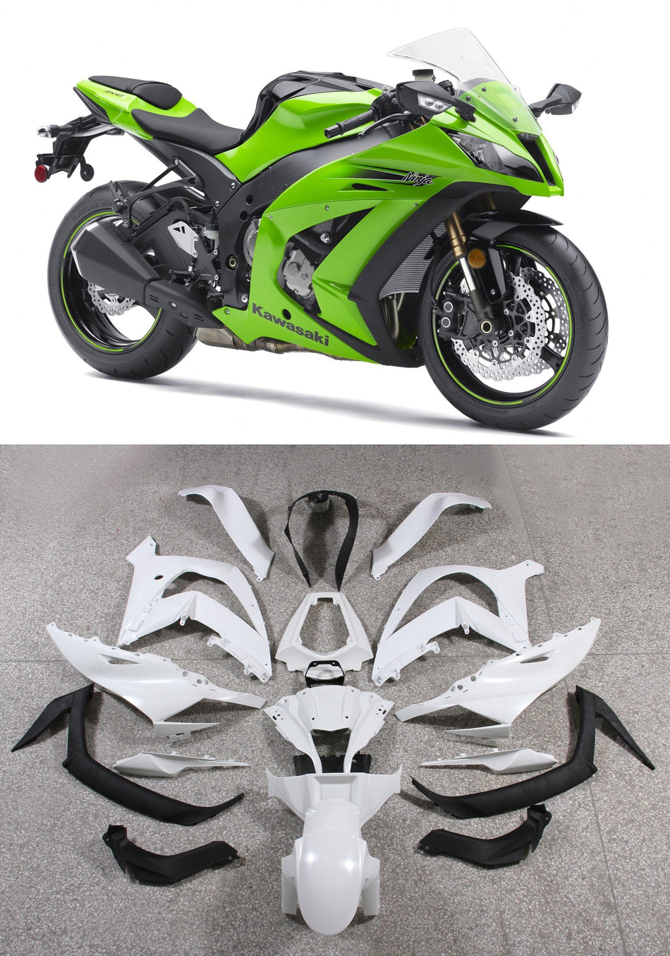 2011-2015 Ninja ZX10R グリーン ボディワーク フェアリング ABS 射出成形プラスチック セット 3# ジェネリック