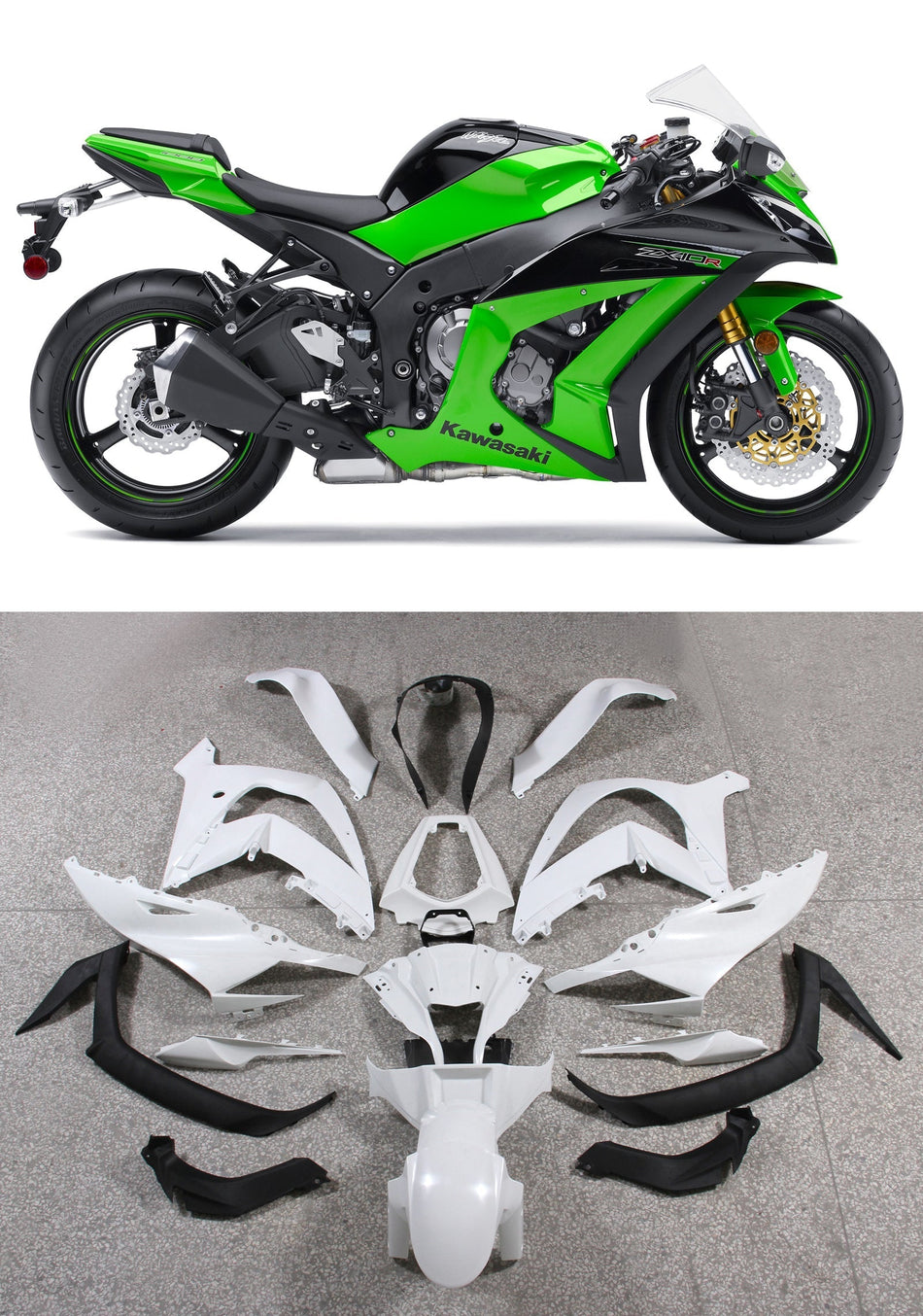 2011-2015 Ninja ZX10R グリーン ボディワーク フェアリング ABS 射出成形プラスチック セット 5# ジェネリック