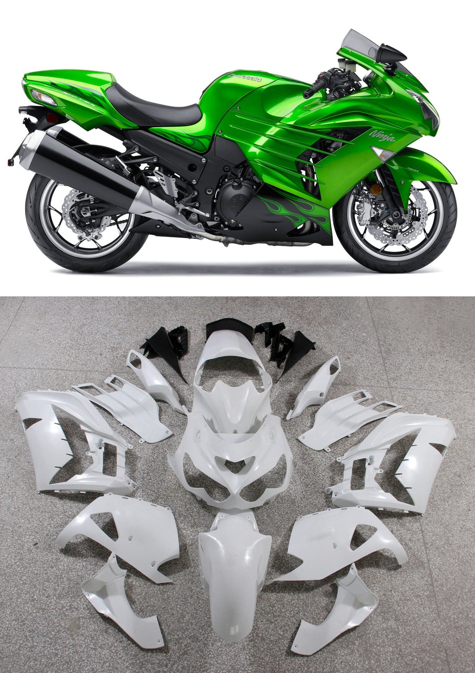 2012-2021 カワサキ ZX14R アモトパーツ フェアリング プラスチック ニンジャ グリーン フレイム レーシング