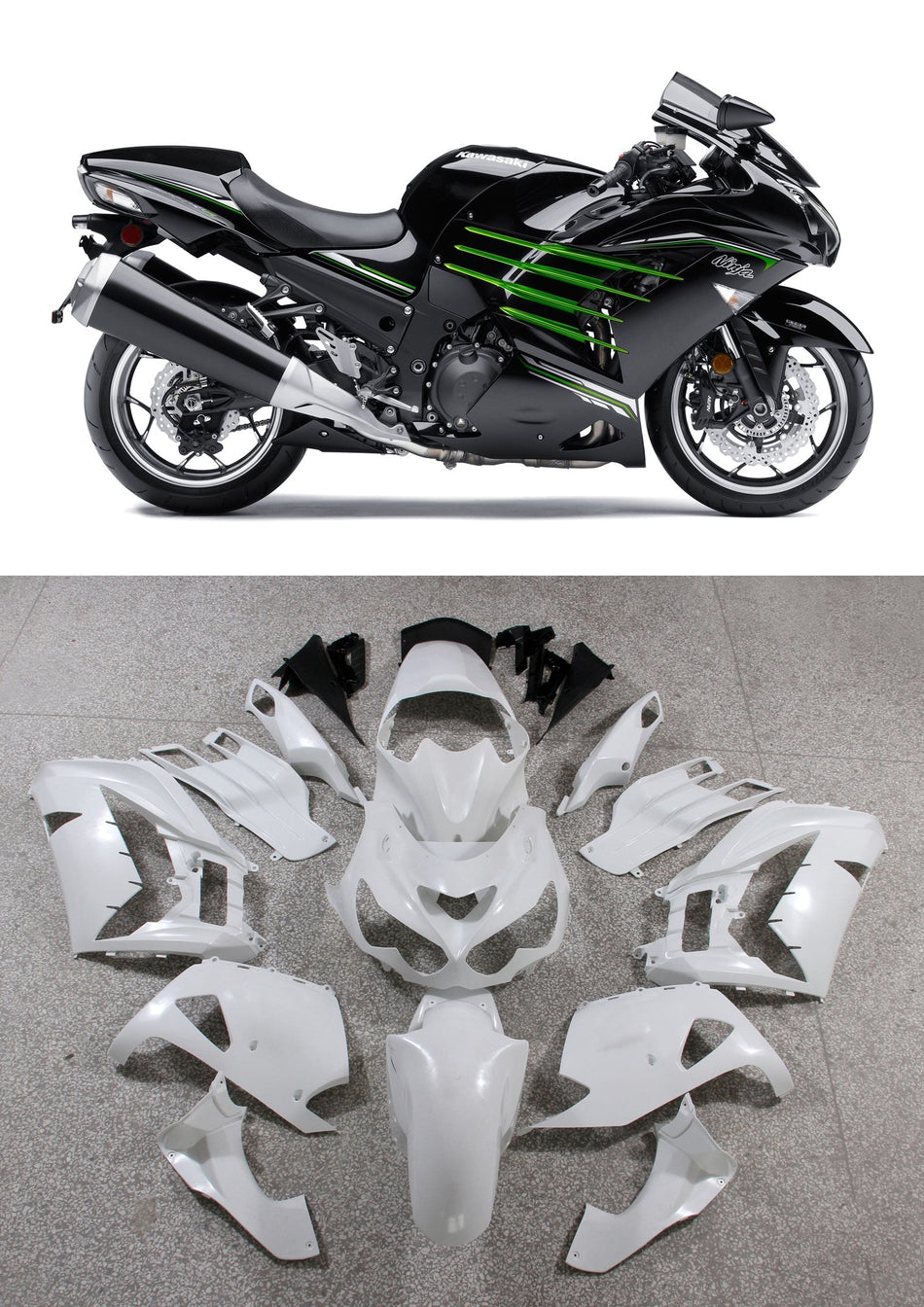 2012-2021 カワサキ ZX14R Amotopart フェアリング プラスチック Ninja ブラック グリーン レーシング