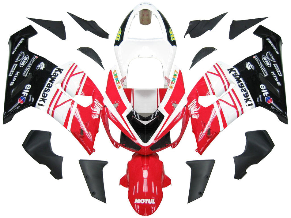 2005-2006 カワサキ ZX6R 636 フェアリング レッド ホワイト ブラック Ninja Racing ジェネリック