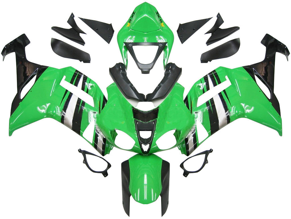 2007-2008 カワサキ ZX6R ZX636 フェアリング グリーン ブラック シルバー Ninja ZX6R レーシング ジェネリック