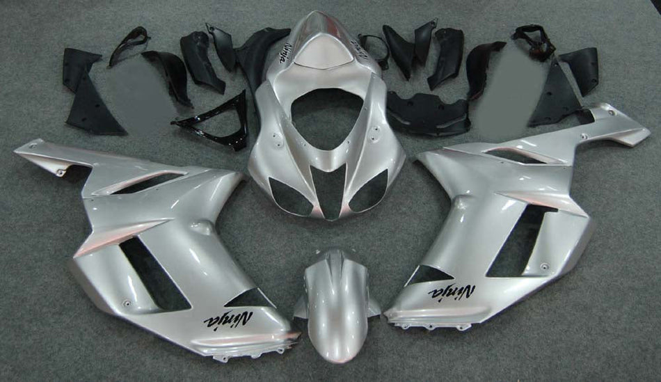 2007-2008 カワサキ ZX6R ZX636 フェアリング シルバー Ninja Racing ジェネリック