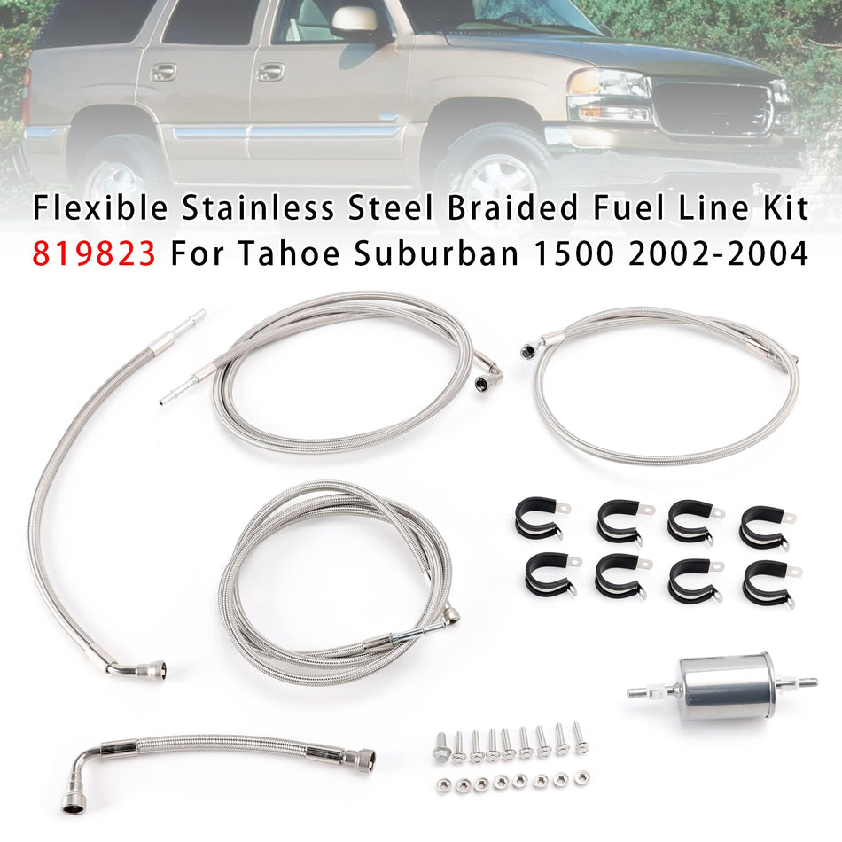 2002-2004年式 タホ サバーバン 1500用 ステンレススチール編組燃料ラインキット 819823