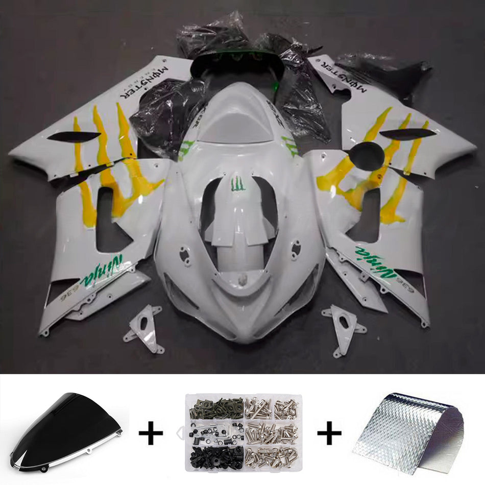 インジェクションフェアリングキット ボディワーク プラスチック ABS カワサキ ZX6R 636 2005-2006 に適合