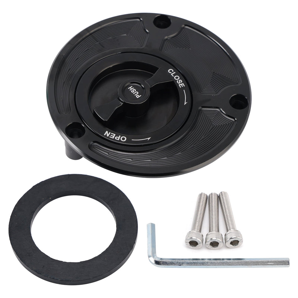 ヤマハ FZ1 FZ6 FZ8 YZF R1 R6 R3 FZR 750 用 CNC ブラック キーレス燃料フィラーキャップ
