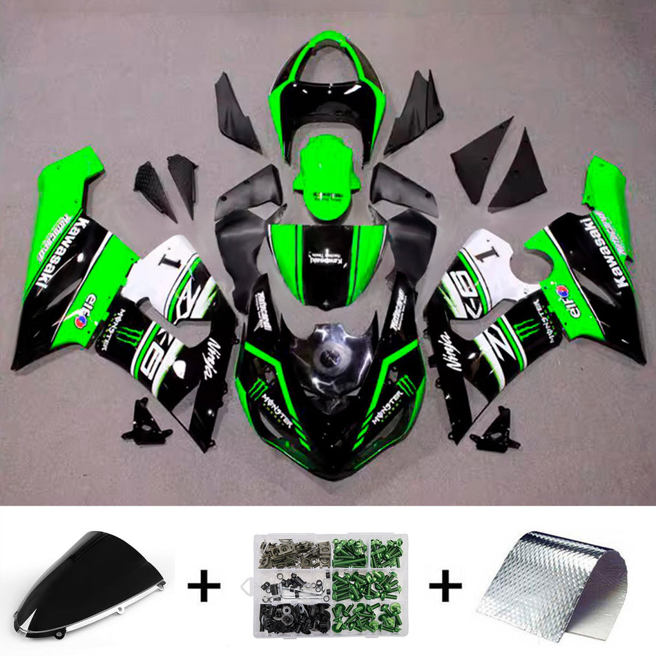 インジェクションフェアリングキット ボディワーク プラスチック ABS カワサキ ZX6R 636 2005-2006 に適合