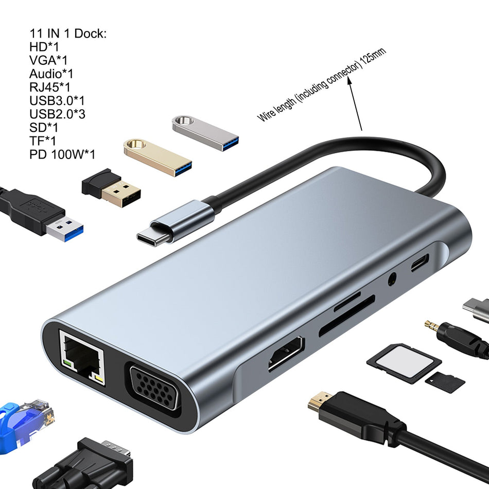 11 in 1 USB-C タイプ C HD 出力 4K USB 3.0 HD アダプター ハブ 多機能ドック