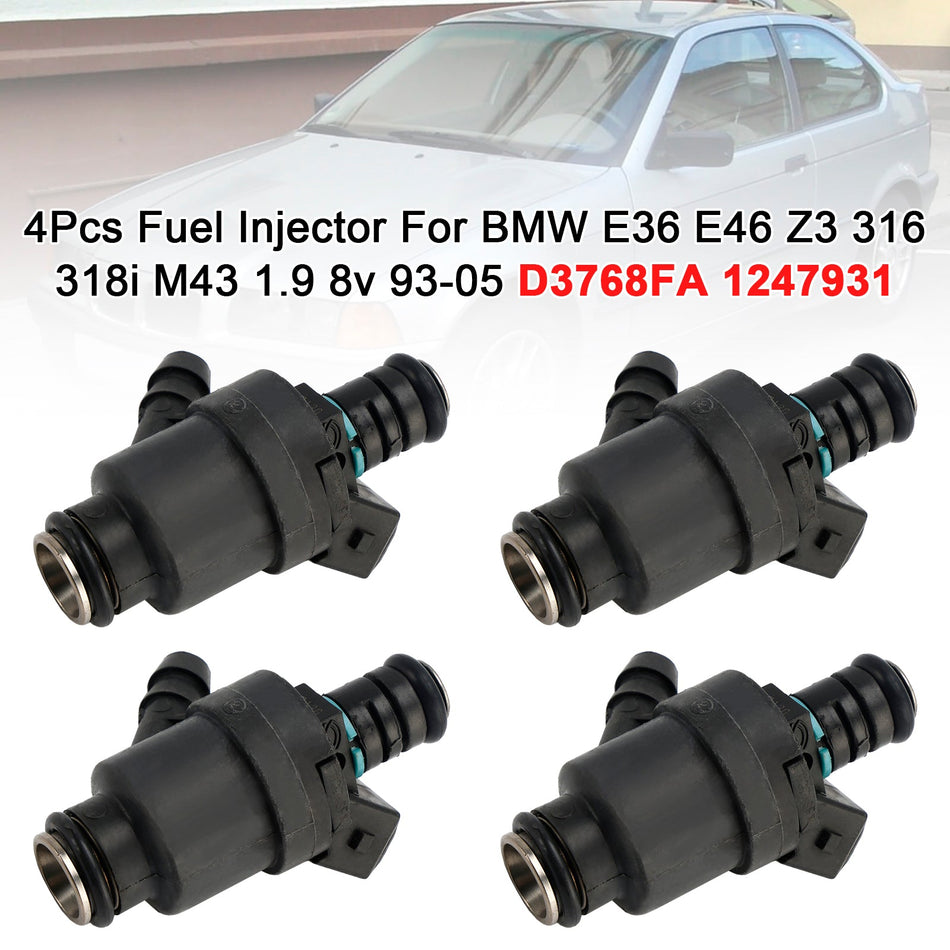 1993-2005 BMW E36 E46 Z3 316 318i M43 1.9 8v 4 個燃料インジェクター D3768FA 1247931