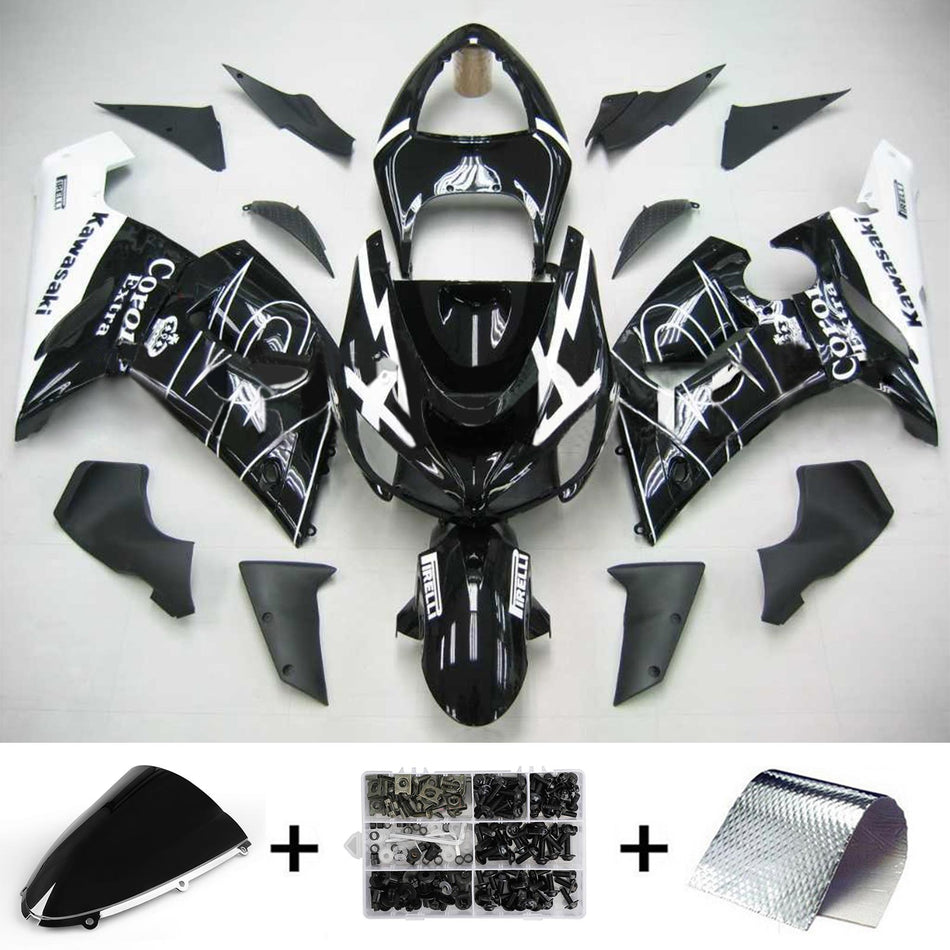 2005-2006 カワサキ ZX6R 636 Amotopart インジェクションフェアリングキット ボディワーク プラスチック ABS #106