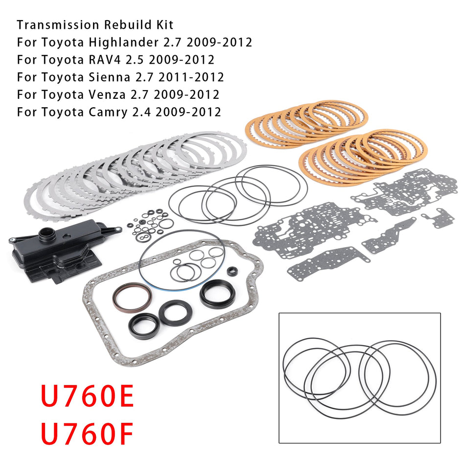 2009-2012 トヨタ ハイランダー 2.7 トランスミッション マスターリビルドキット フィルター付き U760E U760F