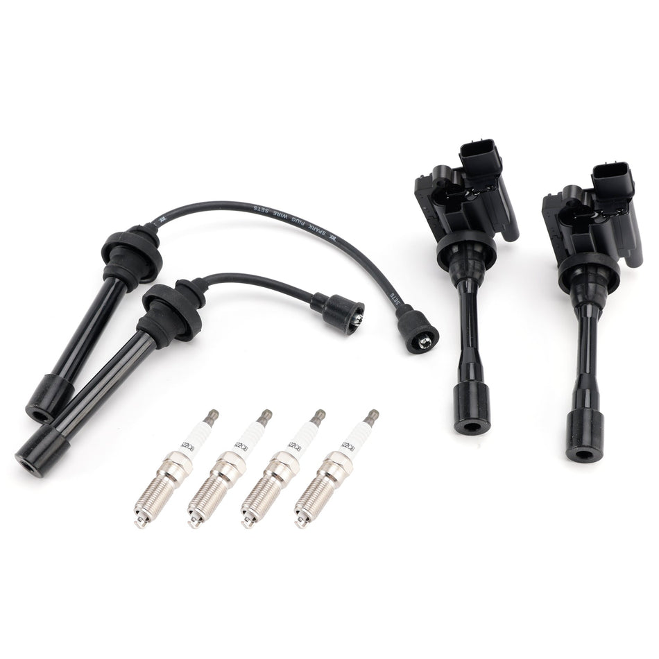 2003-2005年式 三菱アウトランダー 2.4L L4用 イグニッションコイル2個+ワイヤー2本+プラグ4本 UF295
