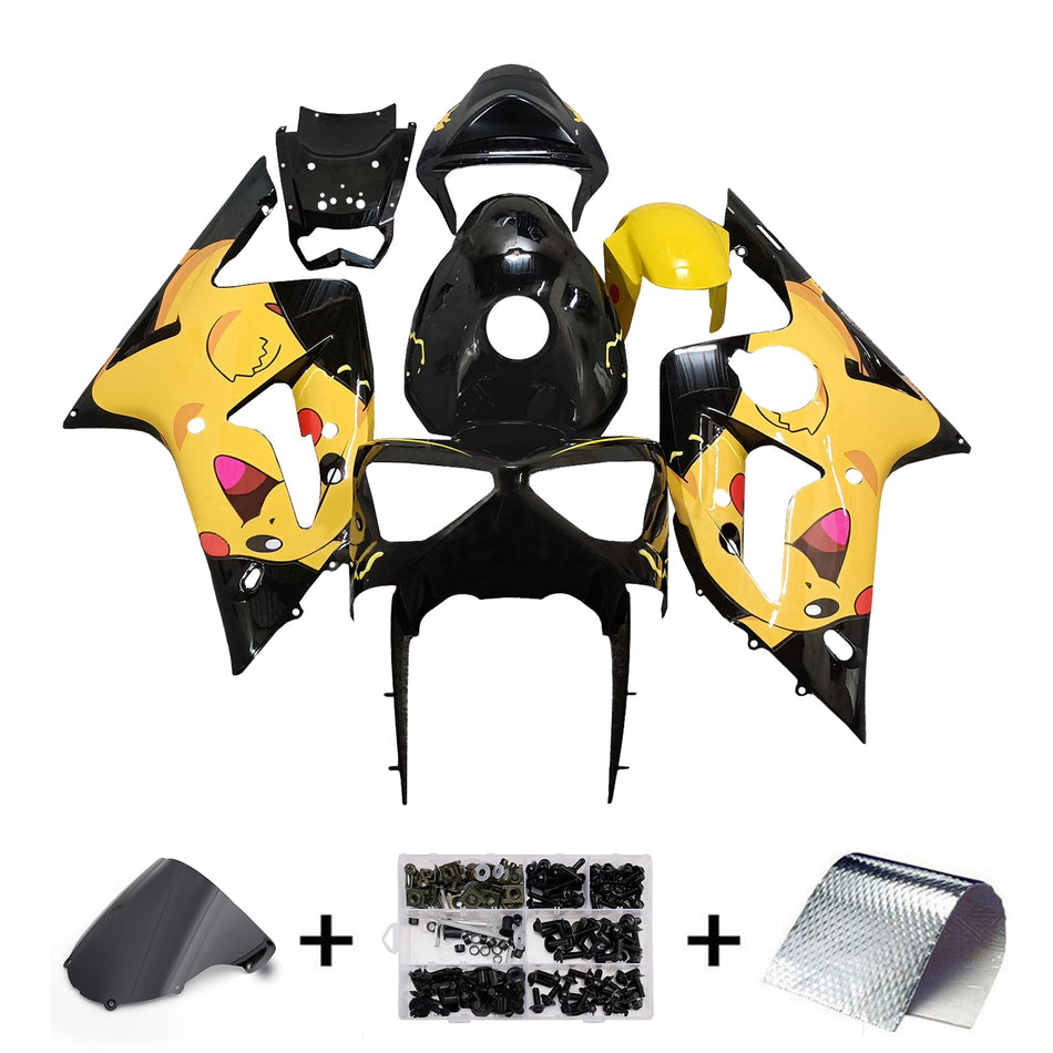 インジェクションフェアリングキット ボディワーク プラスチック ABS カワサキ ZX6R 636 2003-2004 に適合