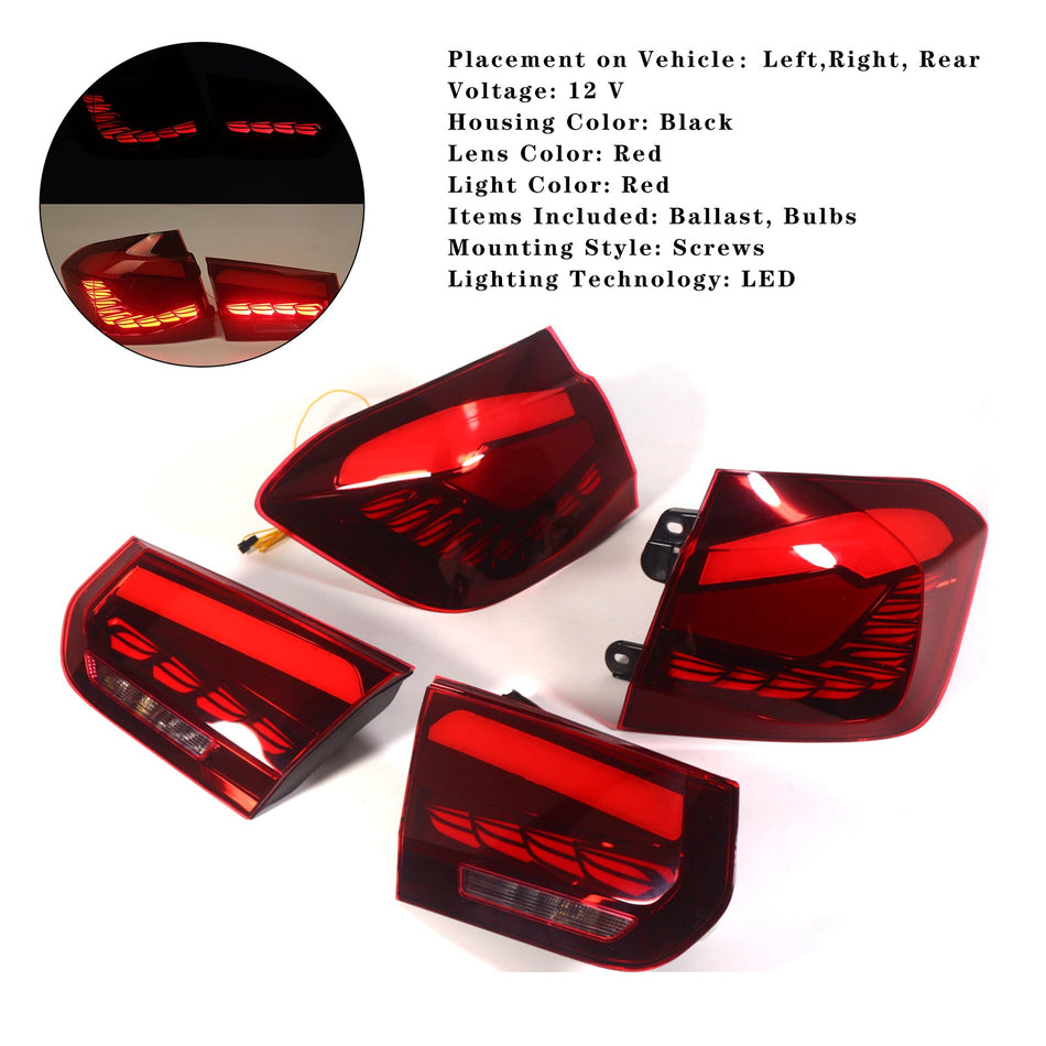 2012-2018 BMW 3シリーズ F30 330D / 335D XDrive L&amp;R レッドLEDテールライト リアランプアセンブリ 63217313039 63217372793