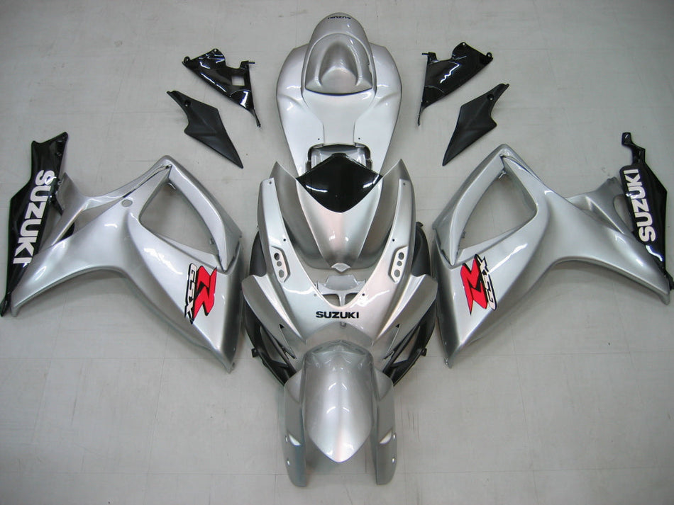 2006-2007 GSXR 600/750 ブラックボディワークフェアリング ABS 射出成形プラスチックセット ジェネリック