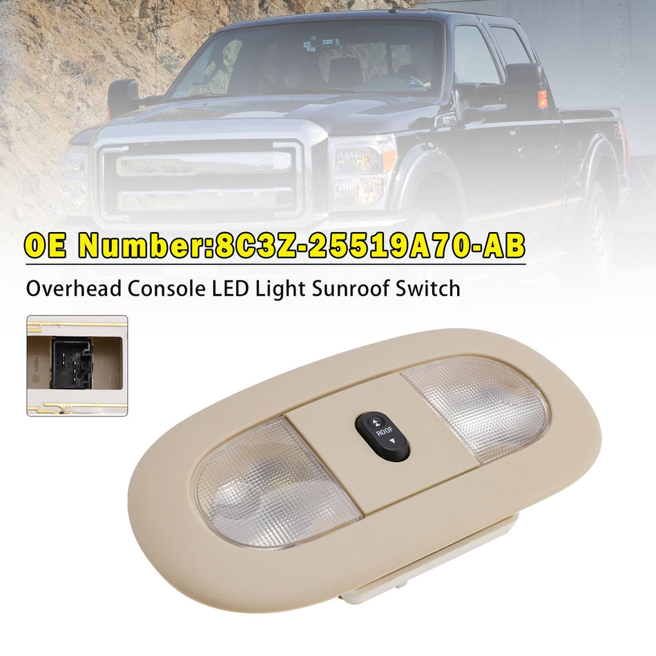 オーバーヘッドコンソールLEDライトサンルーフスイッチ 8C3Z-25519A70-AB ベージュ フォードF250 F350 F450用