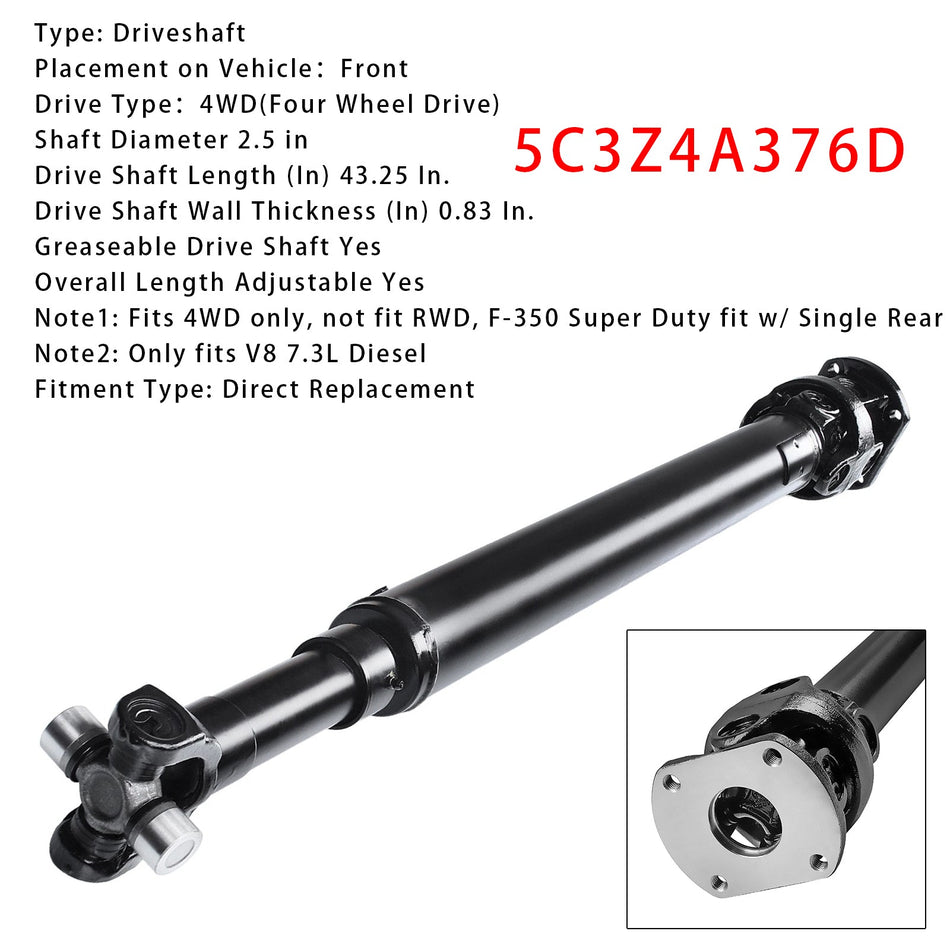 フロントドライブシャフトアセンブリ 5C3Z4A376D フォード F-250 F-350 スーパーデューティ 4WD V8 7.3L用