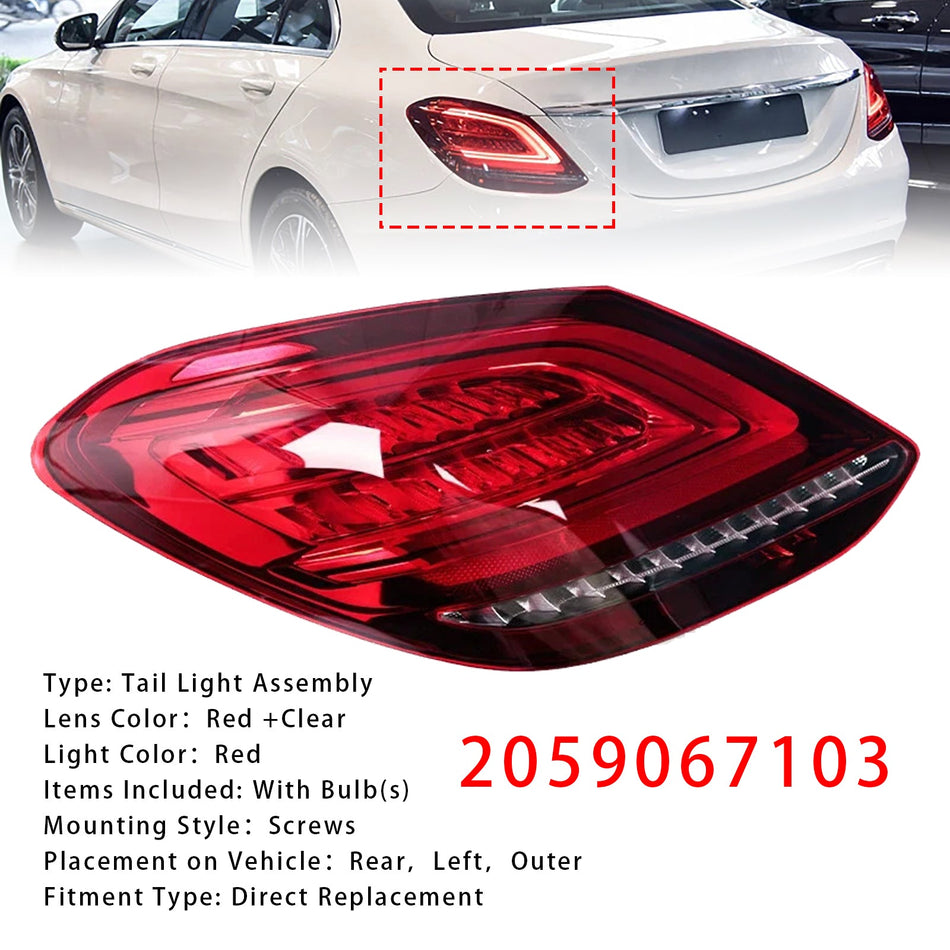メルセデスベンツ Cクラス W205 2019-2021 用 左 LED リアテールライト ブレーキランプ 2059067103 2059067203