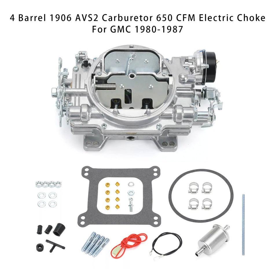 1980-1987 GMC 4バレル 1906 AVS2 キャブレター 650 CFM 電動チョーク