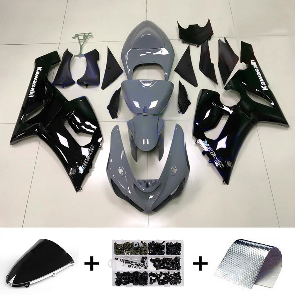 インジェクションフェアリングキット ボディワーク プラスチック ABS カワサキ ZX6R 636 2005-2006 に適合