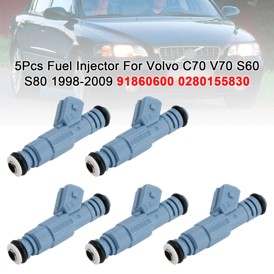 ボルボ C70 V70 S60 S80 1998-2009 91860600 0280155830 用 燃料インジェクター 5個