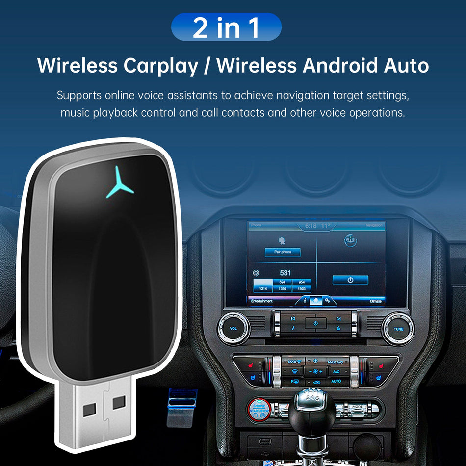 2 in 1 USB カードングル コネクトボックス ワイヤレス Apple CarPlay Android Auto アダプター