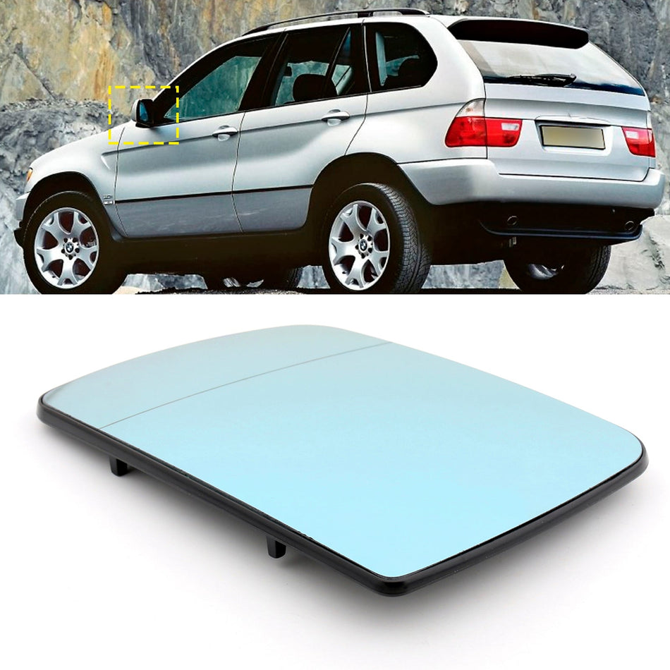 BMW X5 E53 1998-2006用 ブルー ヒーター付き 左運転席側ウィングミラーガラス