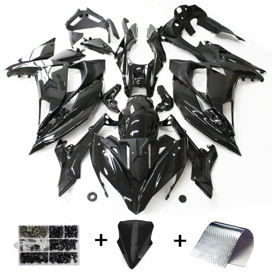 2017-2019 Kawasaki Ninja 650 EX650 Amotopart インジェクションフェアリングキット グロスブラック プラスチック