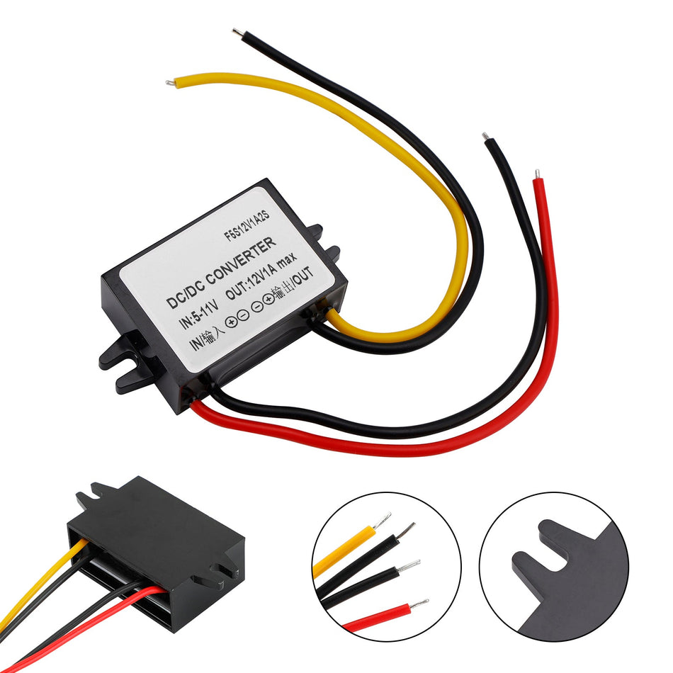 DC-DC 6V-12V 1A 12W ステップアップカー電源コンバータレギュレータ防水