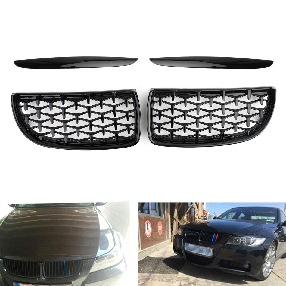 Meteor ブラック キドニーグリル メッシュグリル BMW E90 3シリーズ セダン 2005-2008 51712151895 51712151896 51712151897 51712151898 汎用