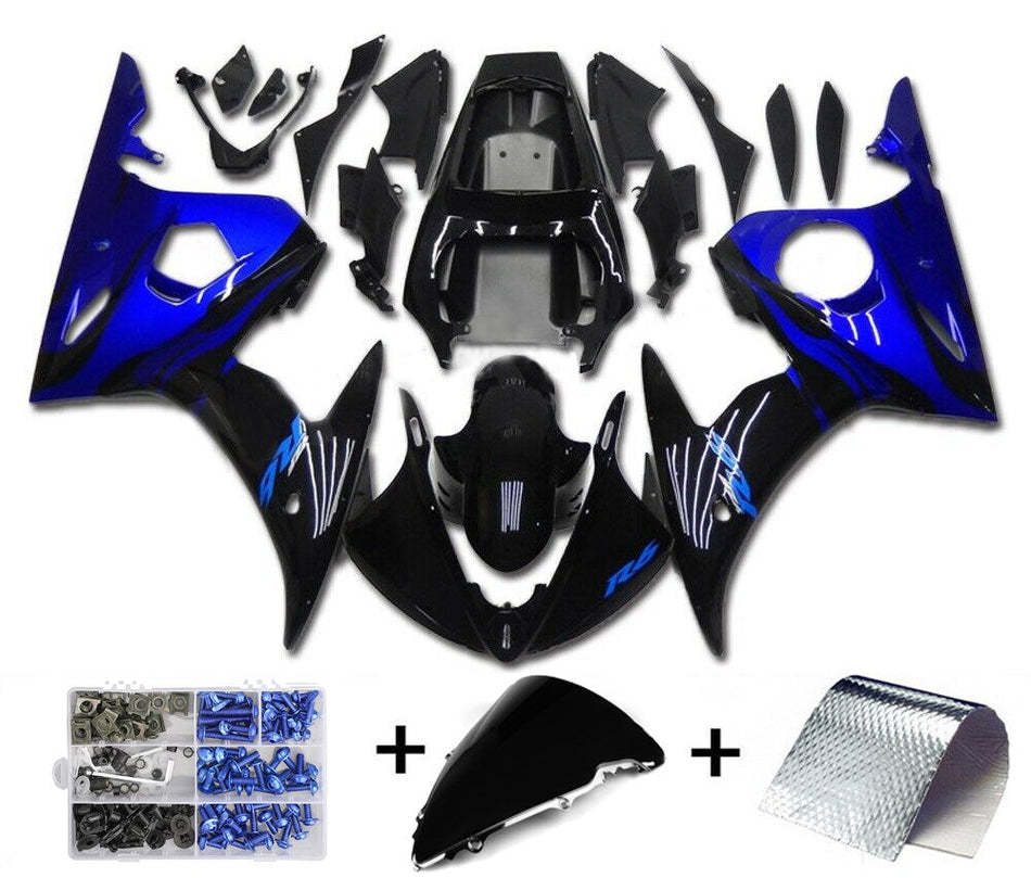 2003-2004 ヤマハ YZF R6 フェアリング ブルー ブラック キット