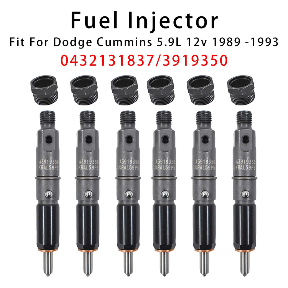 1989-2993 ダッジ D250 D350 カミンズ 5.9L 12V 6個 燃料インジェクター 0432131837 3919350