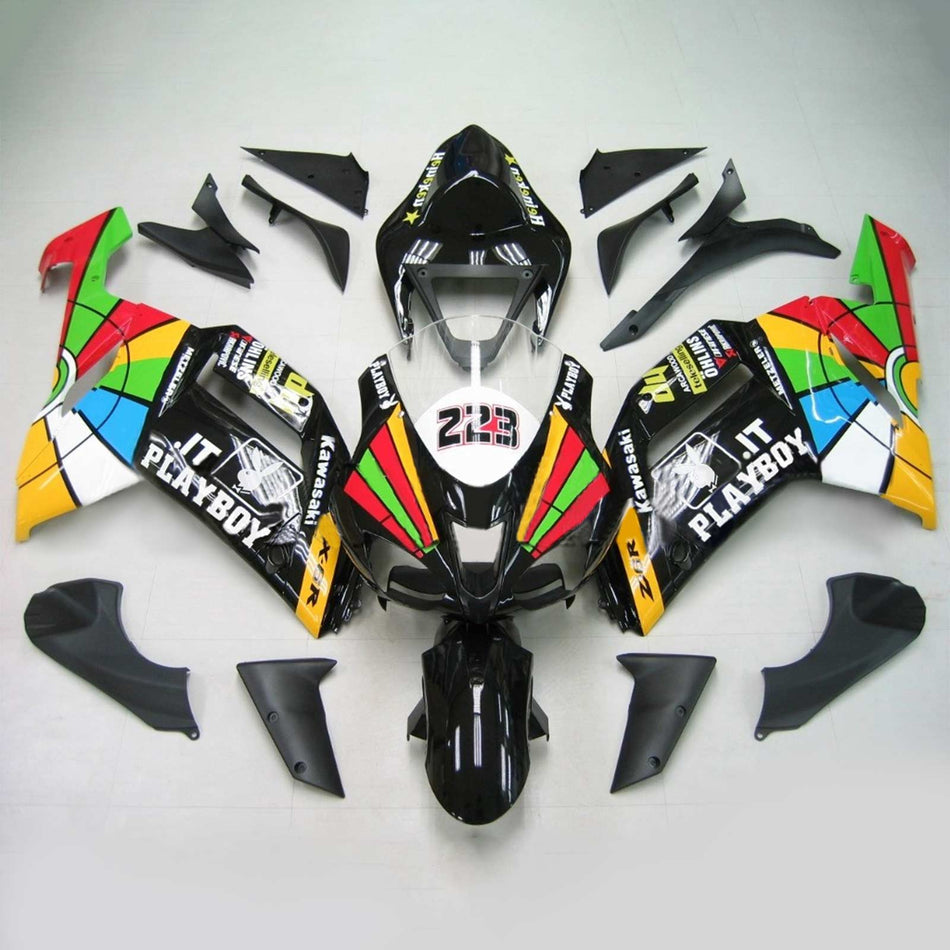 2007-2008 カワサキ ZX6R 636 Amotopart インジェクションフェアリングキット ボディワーク プラスチック ABS #134