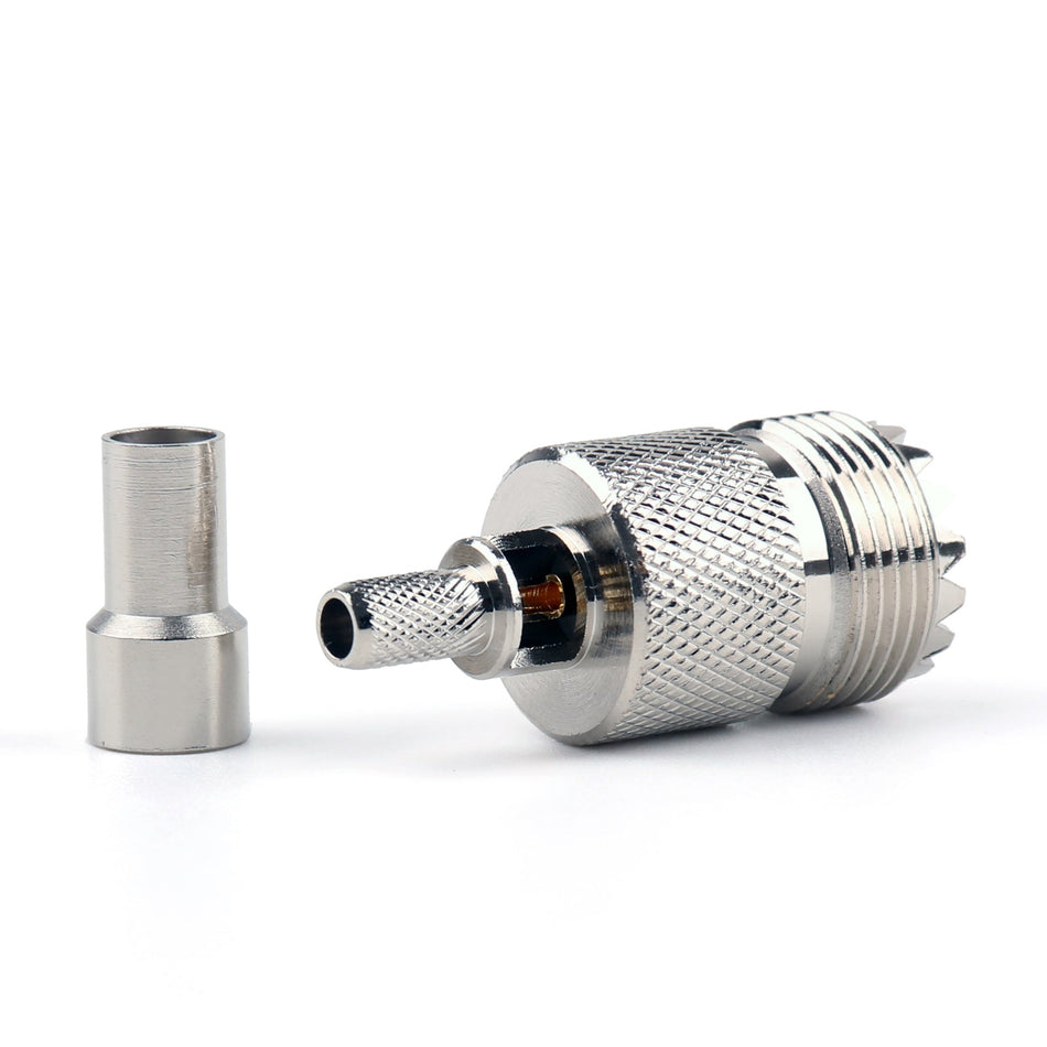 10個コネクタ UHF メス SO239 ジャック ウィンドウ クリンプ RG58 RG142 LMR195 RG400 ケーブル